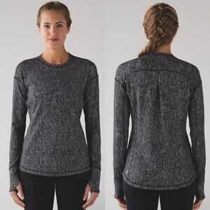 Lululemon Outrun Long Sleeve Suited Print White Black